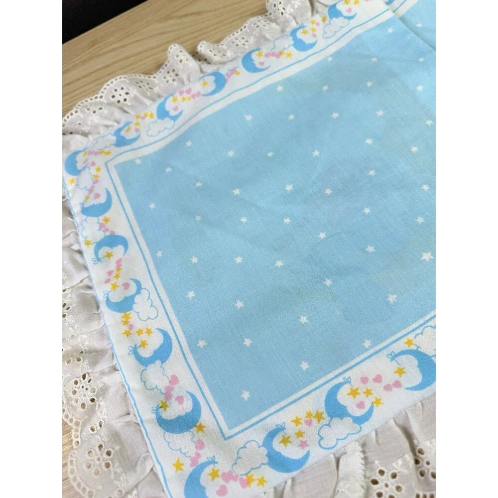 Vintage Care Bears Pillowcase Sham Bedtime Handmade Ruffle Trim 80s Celestial